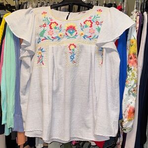 Floral Embroidered White Blouse